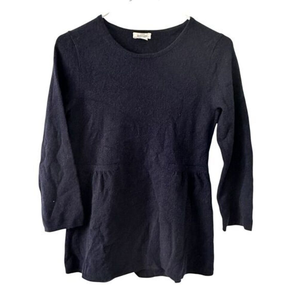 J. Crew Gustoso Navy Blue 100% Cashmere Scoop Neck 3/4 Sleeve Sweater Size‎ S